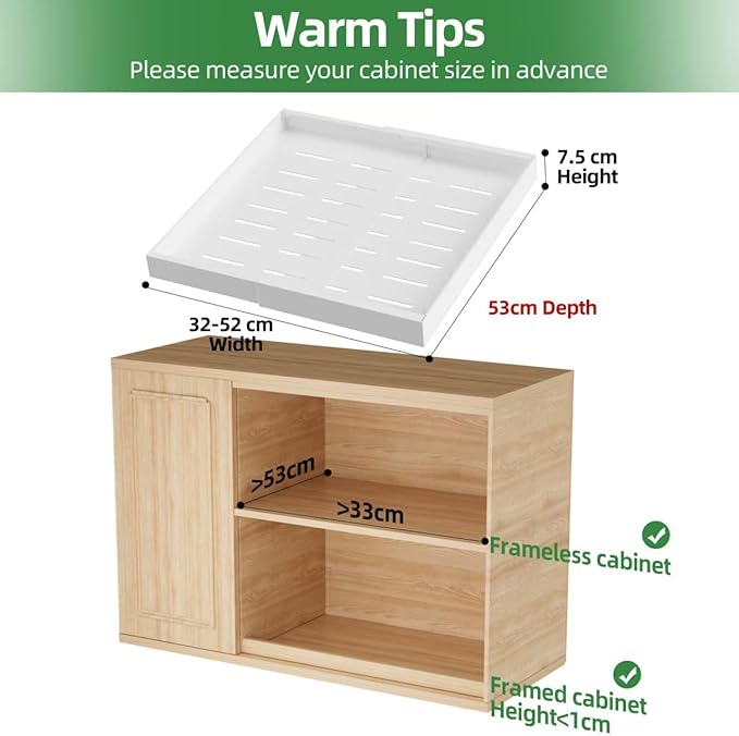 PAKETA 2 Pack Expandable Pull Out Cabinet Organizer, 21'' Deep Pull Out Drawers for Cabinets, Upgrade 3 Slide Rails Sliding Drawers for Cabinets with Adhesive Nano Film (White, 21"D X 12-20"W) - Image 2