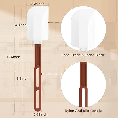 High Heat Resistant Silicone Spatulas, 13-1/2" Commercial Spatula 500°F Heat-Resistant Heavy Duty Spatula Non-Stick Scraper, Ideal for Baking/Cooking/Mixing, Commercial Dishwasher Safe, Set of 2 - Image 2