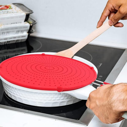 ABOOFAN 1pc Splatter Screen for 10-12'' Frying Pan, Assorted Color, Silicone Splatter Guard with Holes, Heat-Resistant Oil Splashing Cover for Frying, Cooking