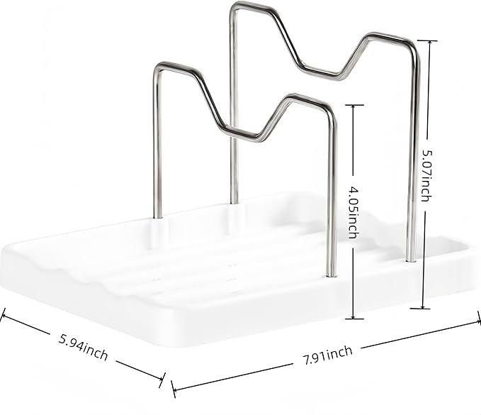 Spoon Rest & Pot Lid Holder - 2-in-1 Kitchen Cooking Tool Rack for Counter & Stove Top - Lid Holder While Cooking, Multifunctional Organizer