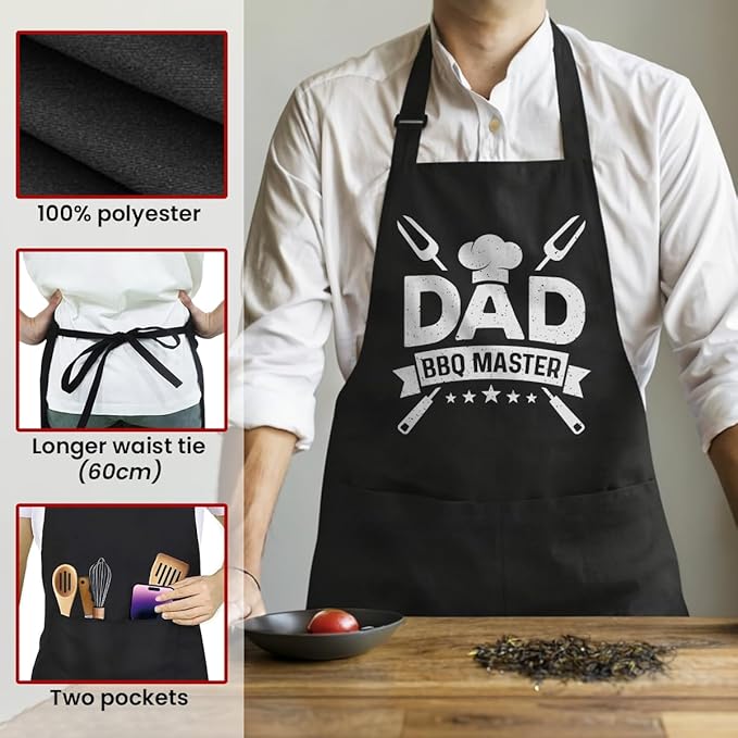 SANDJEST Funny Mens Aprons with Pockets for BBQ Grilling Cooking Grandpa Husband Apron for Birthday Christmas Father's Day