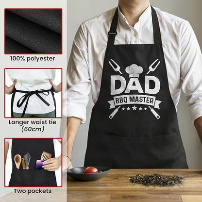 SANDJEST Funny Mens Aprons with Pockets for BBQ Grilling Cooking Grandpa Husband Apron for Birthday Christmas Father's Day