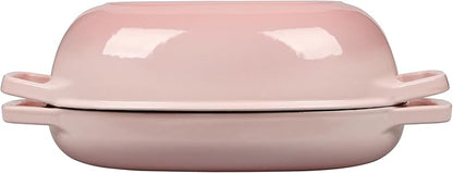 EDGING CASTING Enameled Cast Iron Oval Dutch Oven Pot with Lid, Dutch Oven for Sourdough Bread Baking, Bread Oven, Bread Dutch Oven, Oval Bread Pan, 5qt, Pink
