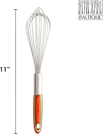 Totally Bamboo Baltique Marrakesh Collection Balloon Whisk, Stainless Steel with Ergonomic Wooden Handle, 11"