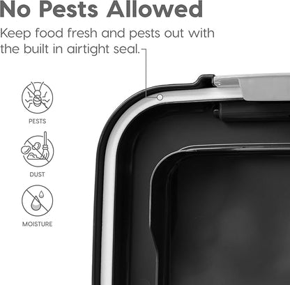 IRIS USA Airtight Dog Food Storage Container, Up to 38 lbs, Attachable Wheels, For Dog Cat Bird and Other Pet Food Storage Bin, Keep Fresh, Translucent Body, Easy Mobility, Black - Image 6