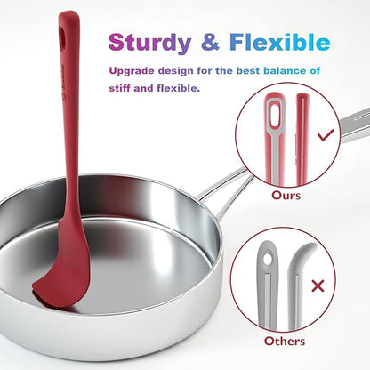 ChefAide 4 Pieces Silicone Spatula Set, Food Grade Rubber Spatula, Upgrade Strong Handle with Ergonomic Grip, Heat Resistant for Nonstick Cookware, Cooking - Image 3
