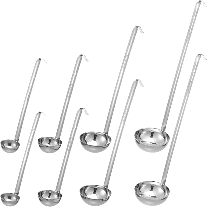 8pcs Stainless Steel Soup Ladle for Serving with Long Handles Sturdy Soup Ladle Portion Control Serving Spoons Cooking Servings Ladles for Cooking Stirring Sauce Kitchen Home Accessories Restaurant - Image 8