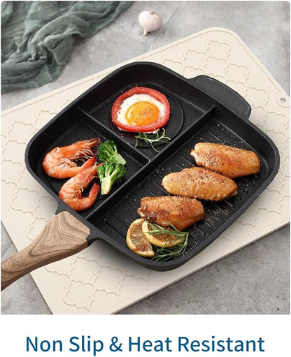 AMOAMI-Dish Drying Mats for Kitchen Counter-Silicone Dish Drying Mat-Kitchen Dish Drying Pad Heat Resistant Mat-Kitchen Gadgets Kitchen Accessories Kitchen Small Appliances(12" x 16", BEIGE) - Image 5
