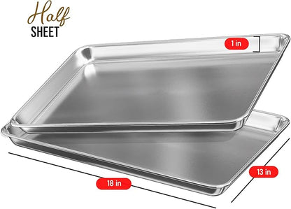 Eatex Aluminum Baking Sheet Set,12 Pack Cookie Sheet Set, 18” x 13” Steel Baking Pan Set, Quality Cookie Sheets for Baking Nonstick, Half Sheet Baking Pans Set, Baking Sheets for Oven, Half Sheet Pan - Image 2