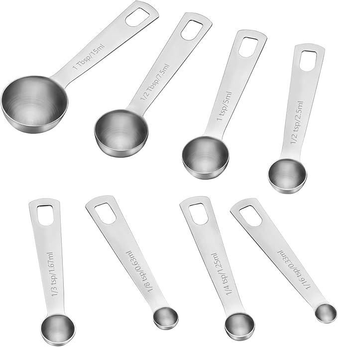 17 Piece Stainless Steel Measuring Cups and Spoons Set, with 1/16 Cup,1/3 Spoon and 1 Leveler - Image 6