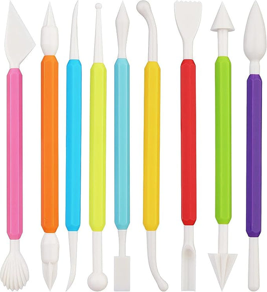 9-Piece Fondant Sculpting Tool Set - Plastic Cake Decorating Pens for Flower Modeling & Baking by YOFAN