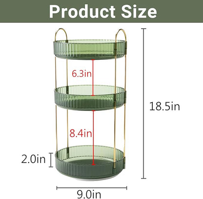 Asayuee 360 Rotating Perfume Organizer,3 Tier Large Capacity Make Up Organizers and Storage,Makeup Organizer for Bathroom,Cosmetic Perfume Stand Holder (Green-3 Tier) - Image 2