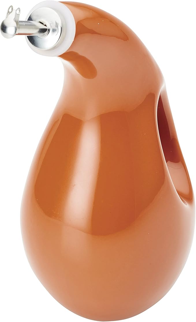 Rachael Ray 48466 Ceramic EVOO Oil and Vinegar Dispensing Bottle with Spout, 24 Ounce - Pumpkin Orange - Image 9