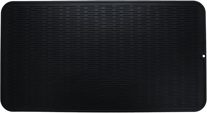MicoYang Silicone Dish Drying Mat for Multiple Usage,Easy clean,Eco-friendly,Heat-resistant Silicone Mat for Kitchen Counter or Sink,Refrigerator or Drawer Liner Black 4XL 32 inches x 18 inches by MicoYang