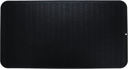 MicoYang Silicone Dish Drying Mat for Multiple Usage,Easy clean,Eco-friendly,Heat-resistant Silicone Mat for Kitchen Counter or Sink,Refrigerator or Drawer Liner Black 4XL 32 inches x 18 inches by MicoYang