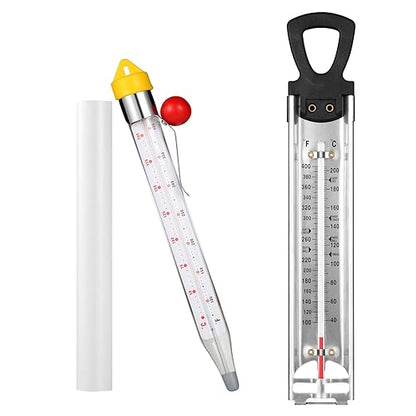 2026 Upgraded Candy Thermometer with Pot Clip and Hanging Hook, Stainless Steel Deep Fry Oil Thermometer Instant Read Cooking Thermometer for Food, Oil/Candy/Fry/Jam/Sugar/Syrup/Jelly Food Thermometer
