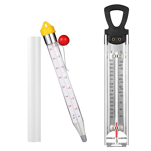 2026 Upgraded Candy Thermometer with Pot Clip and Hanging Hook, Stainless Steel Deep Fry Oil Thermometer Instant Read Cooking Thermometer for Food, Oil/Candy/Fry/Jam/Sugar/Syrup/Jelly Food Thermometer