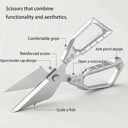 Scissors all Purpose, Stainless Steel Heavy Duty Kitchen Shears, Meat Scissors Heavy Duty Sharp Shears, Poultry Shears Bone Cutting (Sliver)