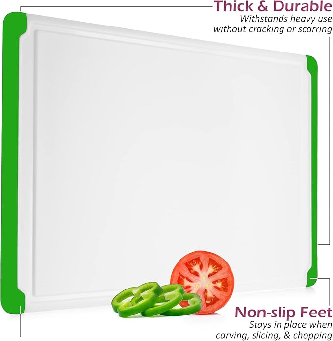 Large Cutting Board for Kitchen - Dishwasher Safe Plastic Chopping Board with Non-Slip Grip, Deep Juice Groove & Easy-Grip Handles - Thick Durable Cutting Board for Meat, Vegetables & Meal Prep - Image 6