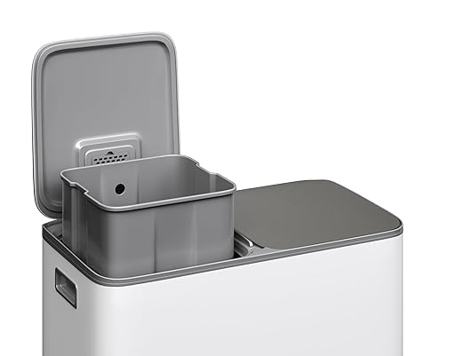 GarveeHome 2 x 10.6 gal Stainless Steel Double Trash Can with Lid for Kitchen, Large Dual Trash and Recycle Bin Combo, Step-on Kitchen Metal Garbage Cans, PP Inner Buckets, Liner Rim, Grayish-White - Image 7