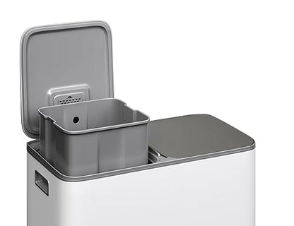 Garvee Trash Can, 2 x 10.6 gal (2 x 40 L) Garbage Can for Kitchen Dual Compartment Recycling Kitchen Step Trash Bin, Stainless Steel Trash and Recycle Bin Combo with Soft-Close Lid,Grayish-White - Image 7