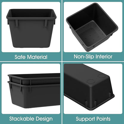 WOWBOX 25 PCS Plastic Drawer Organizer Set, Desk Drawer Divider Organizers and Storage Bins for Makeup, Jewelry, Gadgets for Kitchen, Bedroom, Bathroom, Office, Deep Black - Image 3