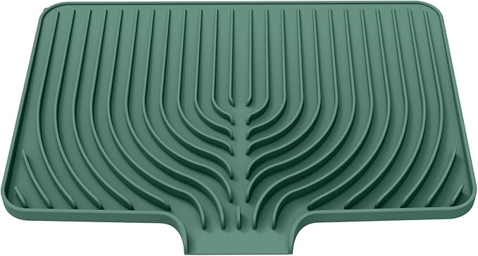 Dish Drying Mat for Kitchen Counter, with Built-in Drain Lip, Food-Grade Silicone, Easy Clean Pad for Countertop Protection, Multi-Functional Use (18x11.8, Dark Green) - Image 9