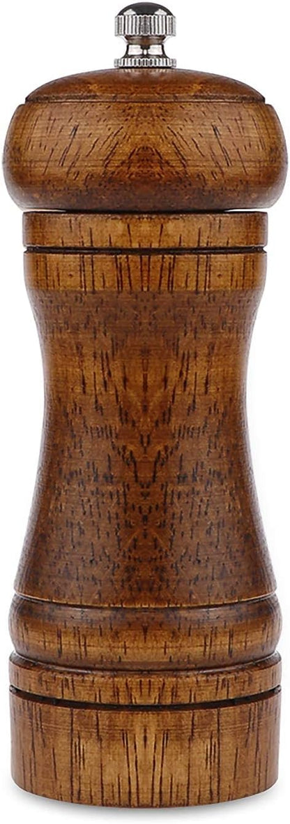 Pepper Grinder - 5 inch Pepper Mill Pepper Grinder Refillable Oak Salt and Pepper Grinder Set Sea Salt Grinder Ceramic Pepper Mill Grinder Adjustable (1 Pack)
