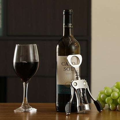 KORCCI Wine Opener, Heavy-Duty Zinc Alloy Wing Corkscrew, Premium Beer Bottle Opener, Multifunctional Wine Accessories with Ergonomic Handle and Sharp Screw, for Kitchen, Bar, Restaurant (2PCS) - Image 6