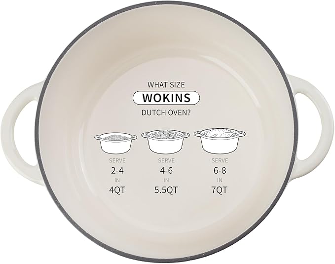 Enameled Cast Iron Dutch Oven - 7QT Pot with Lid,Oven Safe to 500°F,Heavy-Duty Cookware for Sourdough Bread Baking,Braising,Stews,Roasting Cream - Image 9
