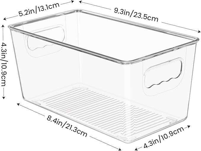 YIHONG Clear Plastic Storage Bins, 4 Pack Small Pantry Organizer Bins with Handle for Kitchen, Freezer,Cabinet,Closet Organization and Storage - Image 2