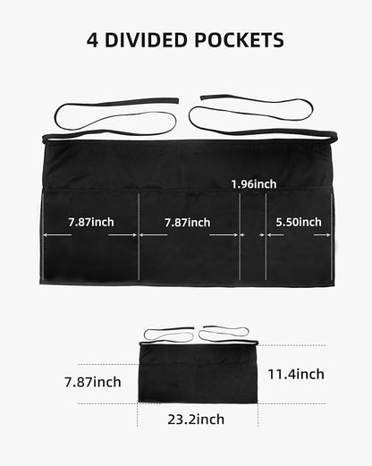 Argstar 2 Pack Server Apron with 4 Pockets, Waitress Waiter Waist WaterDrop Resistant Short Aprons