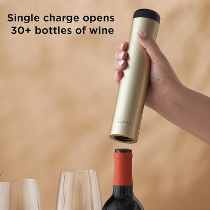 Rabbit Electric Wine Opener, Automatic Corkscrew with Built-In Foil Cutter, Removes Cork in Seconds, Gold - Image 4