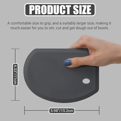 Silicone Dough Scraper with Stainless Steel Sheet, Curved Edge Flexible Bowl Scraper for Baking, Food Grade Silicone Bench Scraper for Sourdough Bread Proofing Basket, 5.98"×4.3", Dark Gray, SAPID - Image 3
