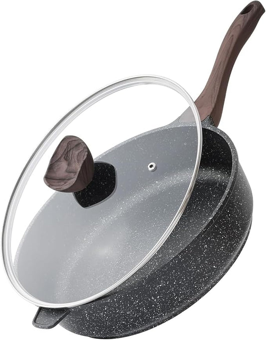 Kordisen Nonstick Deep Frying Pan with Lid, 11 Inch Non Stick Skillet, Saute Pan for Cooking, Healthy Induction Cookware, PFOA Free by Kordisen