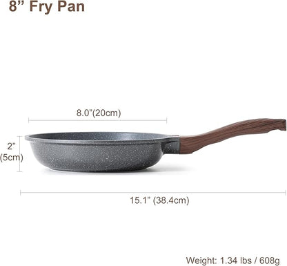SENSARTE Nonstick Frying Pan Skillet, Swiss Granite Coating Omelette Pan, Healthy Stone Cookware Chef's Pan, PFOA Free (8/9.5/10/11/12.5 Inch) (8 Inch) - Image 7