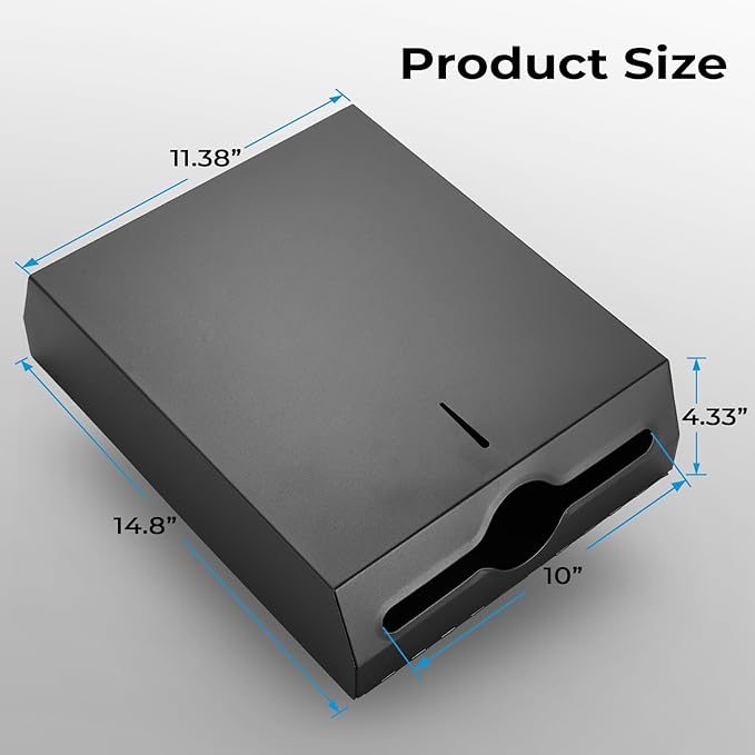 Paper Towel Dispenser Wall Mount - Multifold Trifold Paper Towel Dispensers, Large Capacity Stainless Steel Tissue Holder, Suitable for Bathrooms and Public Places Black - Image 3