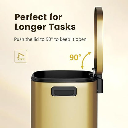 ELPHECO Kitchen Trash Can with Lid Soft Close, 13 Gallon / 50L Stainless Steel Pedal Garbage Can, Heavy-Duty Step Wastebasket with 20 Bags, Removable Bucket, Home Office, Kitchen, Titanium Gold - Image 7