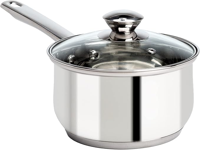 Ecolution Stainless Steel Sauce Pan, Encapsulated Induction Ready Cooking Pot with Glass Lid, Oven Safe, Dishwasher Safe Soup Pot, 2-Quart by Ecolution