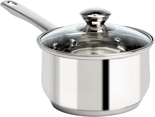 Ecolution Stainless Steel Sauce Pan, Encapsulated Induction Ready Cooking Pot with Glass Lid, Oven Safe, Dishwasher Safe Soup Pot, 2-Quart by Ecolution