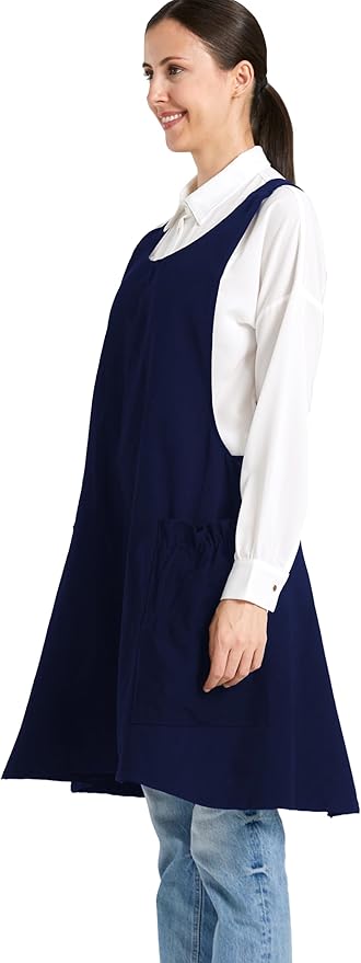 Cozy Adjustable Cross Back Aprons for Women with Pockets Cotton Linen Cooking Kitchen Baking