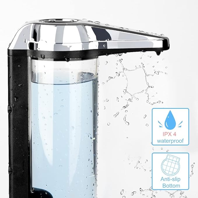 Secura 17oz Automatic Liquid Soap Dispenser, Touchless Battery Operated Hand Soap Dispenser with Adjustable Soap Dispensing Volume Control Dial, Personal Care Dispenser (Chrome) - Image 5