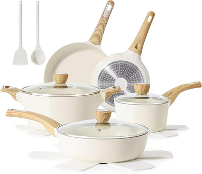 SENSARTE Ceramic Cookware Sets, Pots and Pans Set Non stick, Granite Induction Cookware, Non toxic Healthy Non Stick Kitchen Cooking Set, with Frying Pans Set, PFAS PTFE PFOA PFOS Free,14 Pcs by SENSARTE