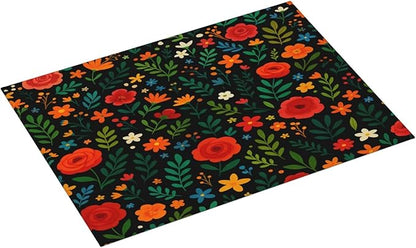 Garden wildflowers Dish Drying Mats for Kitchen Counter, Large 18"x24" Dish Mats for Drying Dishes, Microfiber Absorbent Dish Drying Pad Rack Mat Kitchen Decor Reusable Washable