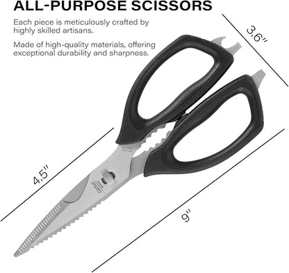 Kitchen Scissors Come Apart Kitchen Shears for Food Heavy Duty Shears for Chicken Bone Nutcracker Bottle Can Opener Shears with Premium Stainless Steel Scissors 02B