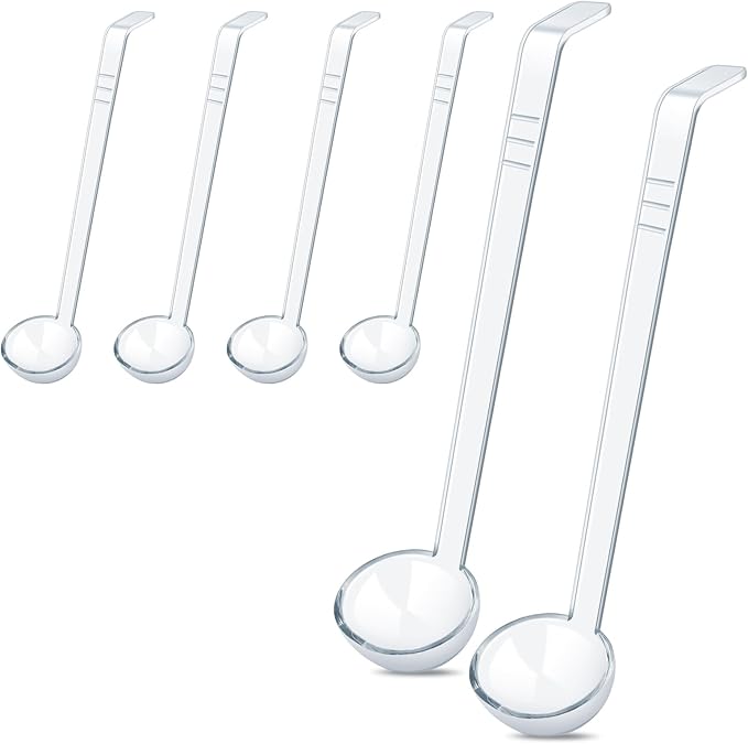 6 Pcs 1 Oz Small Ladle 10.4 Inches Mini Ladles for Serving Sauce, Soup, Dressing, Punch Bowl, Gravy, Cocktail, Fruit Juices – Clear Plastic Long Handle Ladles for Parties, Catering by Unknown