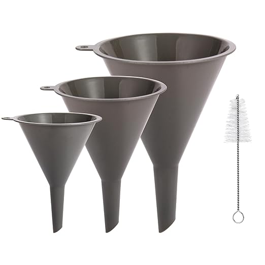 Plastic Kitchen Funnel Set of 3 with Clean Brush, BPA Free Round Food Funnels for Kitchen Use, Multifunctional Funnels for Filling Canning&Bottles, Suitable for Cooking, Lab and Automotive Use by HAYAWEY