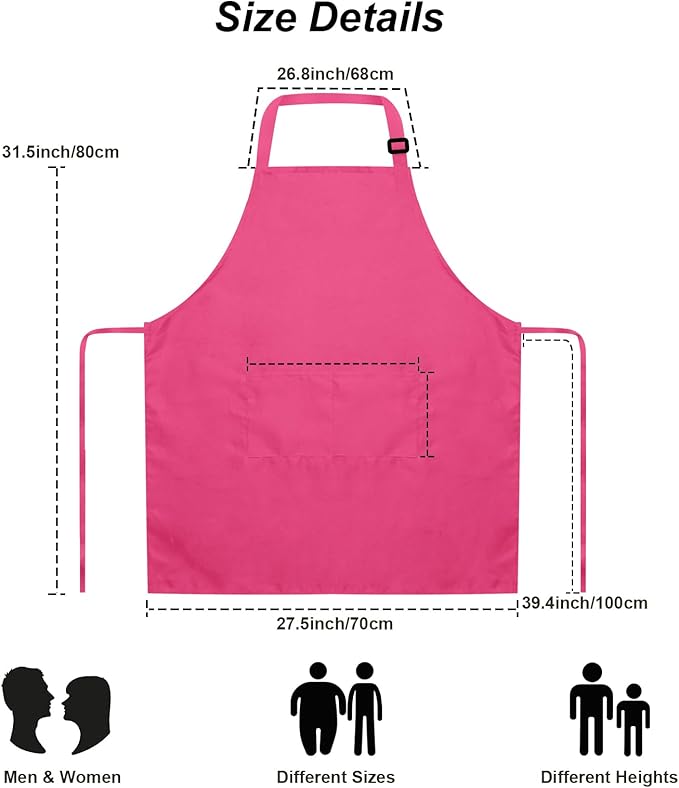 15 Pcs Adult Aprons Bulk with Pockets Adjustable Bib Chef Apron for Women Men Painting Cooking Crafting (S/L) - Image 5