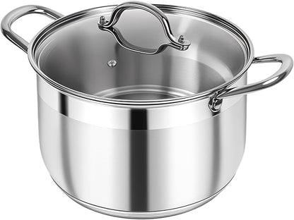 Kirecoo Stainless Steel Stock Pot - 12 Quart Heavy Duty Stock Cooking Pot with Visible Lid for Pasta, Soup, Spaghetti, Nonstick Thick Bottom Big Stockpot, Cookware for Canning, Boiling, Simmer by Kirecoo
