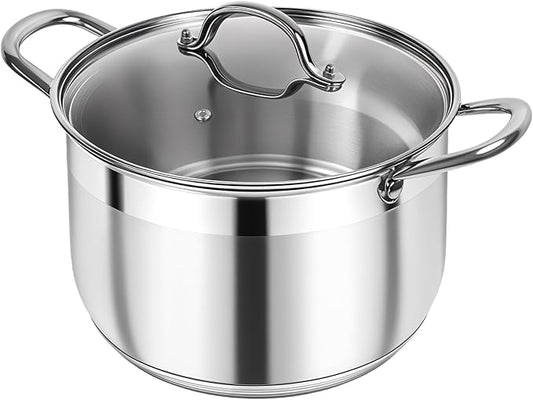 Kirecoo Stainless Steel Stock Pot - 12 Quart Heavy Duty Stock Cooking Pot with Visible Lid for Pasta, Soup, Spaghetti, Nonstick Thick Bottom Big Stockpot, Cookware for Canning, Boiling, Simmer by Kirecoo